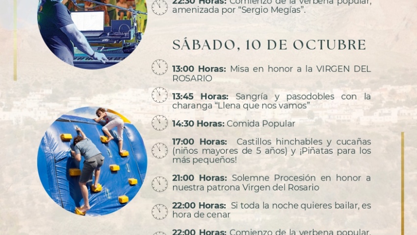 PROGRAMACIÓN FIESTAS VIRGEN DEL ROSARIO 2026 PROGRAMACIÓN FIESTAS VIRGEN DEL ROSARIO 2026